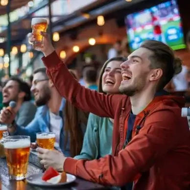 Customers enjoying baseball game day at their favorite local establishment